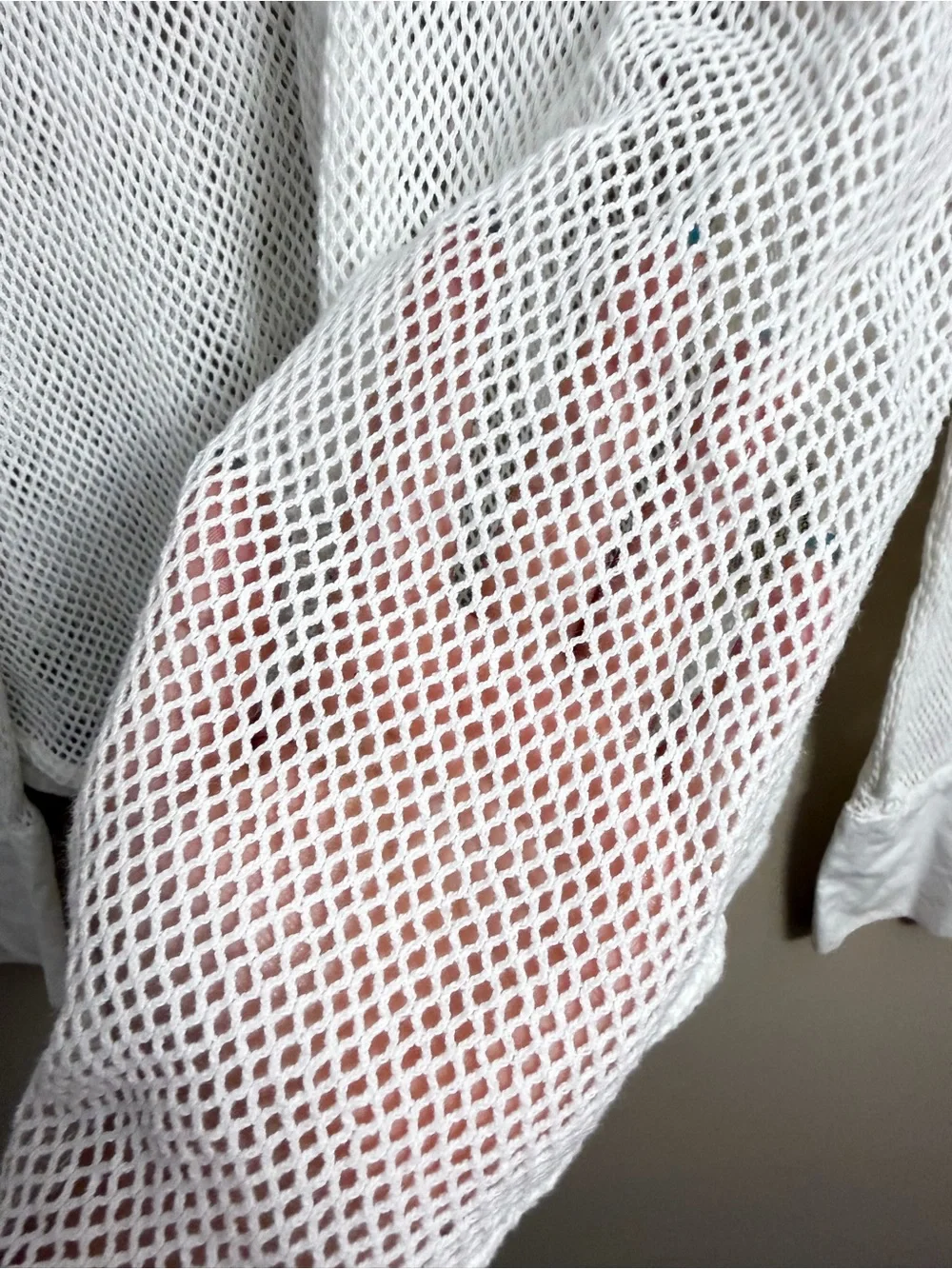 Free People White Siggi 100% Cotton Open Knit Lace Button Down Shirt Size XL
